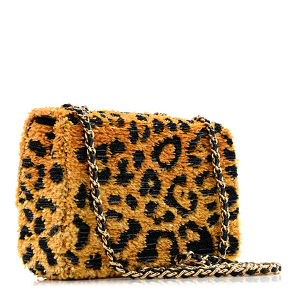 Chanel Sequin Mixed Fibers Leopard Print Mini Rectangular Flap Black Orange 3 of 12