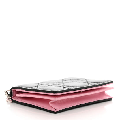 Christian Dior Lambskin Cannage Bi-Color Small Lady Dior Flap Card Holder Black Pink 4 of 8