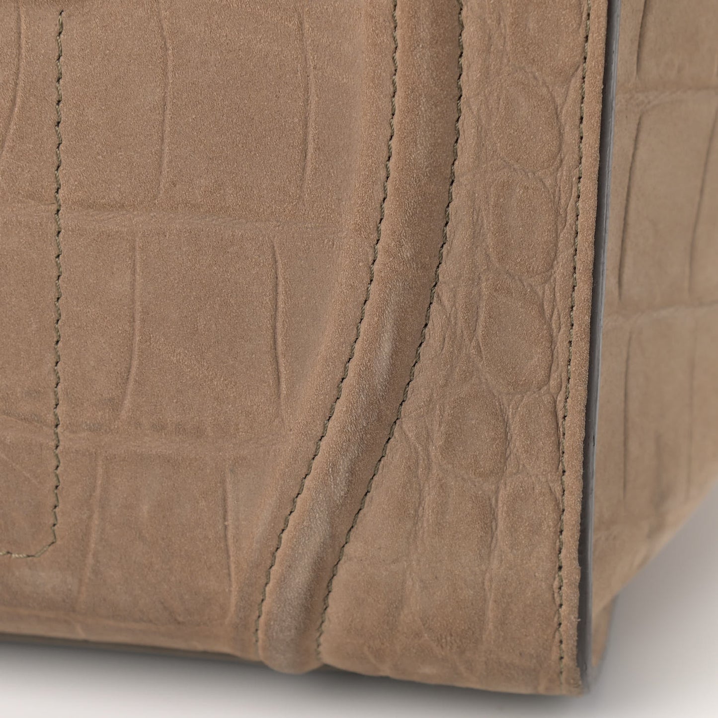 Crocodile Embossed Nubuck Medium Phantom Luggage Beige