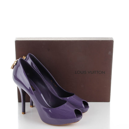 Louis Vuitton Patent Calfskin Oh Really Peep Toe Pumps 37 Violet 8 of 8