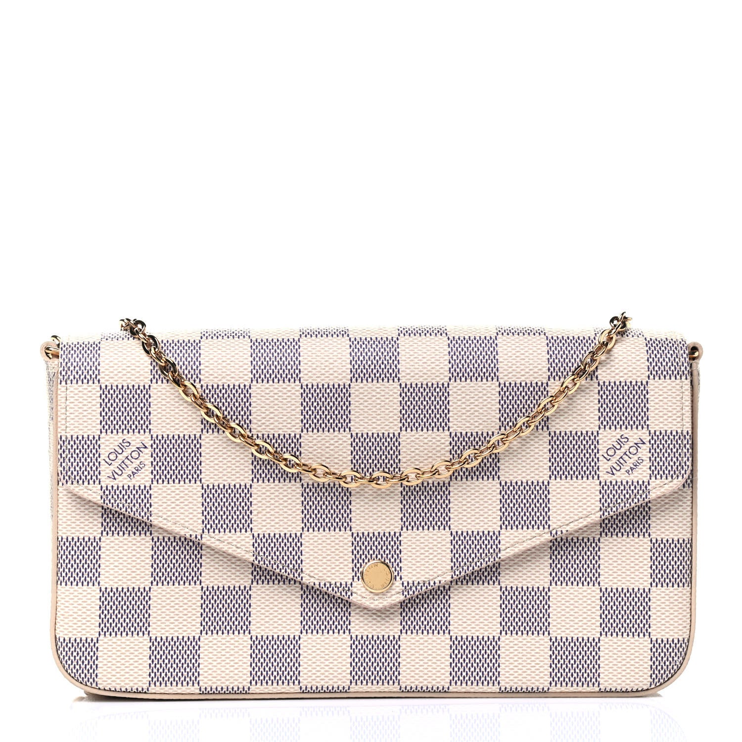Louis Vuitton Damier Azur Pochette Felicie Chain Wallet Rose Ballerine 2 of 5