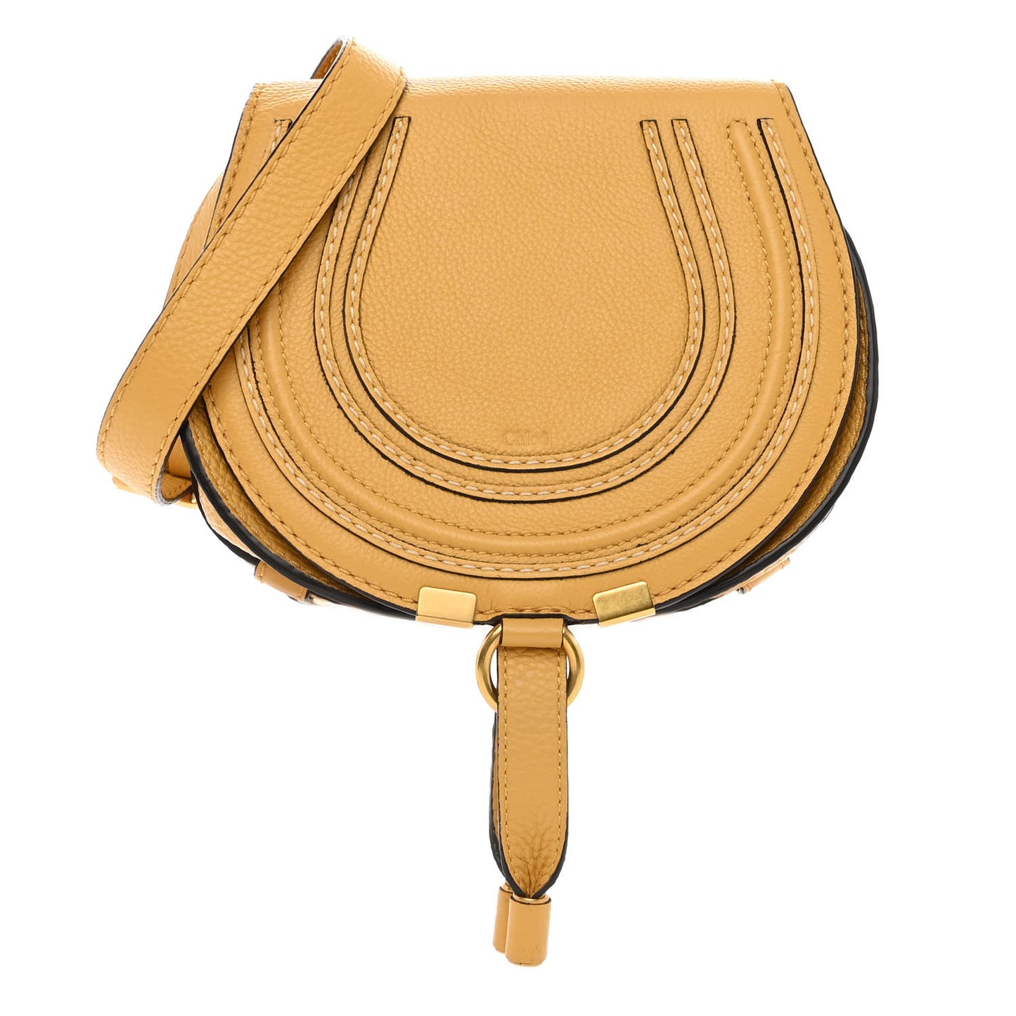 Calfskin Mini Marcie Round Crossbody Bag Dusty Yellow