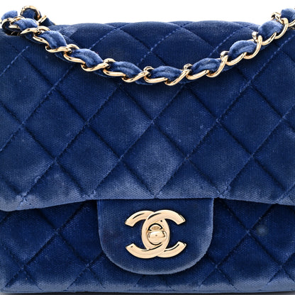 Chanel Velvet Quilted Mini Square Flap Blue 8 of 11
