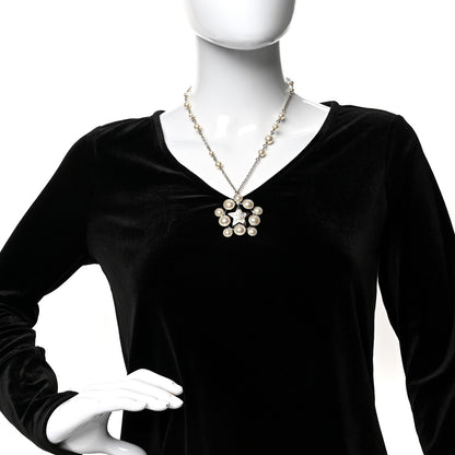 Chanel Crystal Pearl Star CC Pendant Necklace Gold 2 of 5