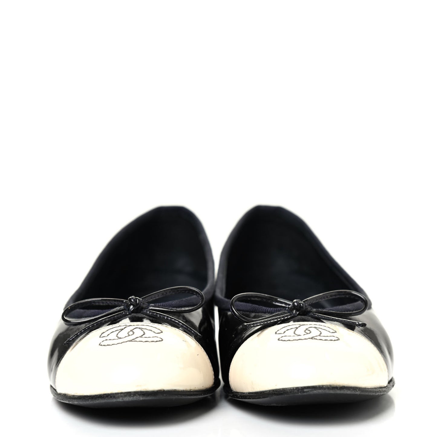 Patent CC Cap Toe Ballerina Flats 38.5 Navy White