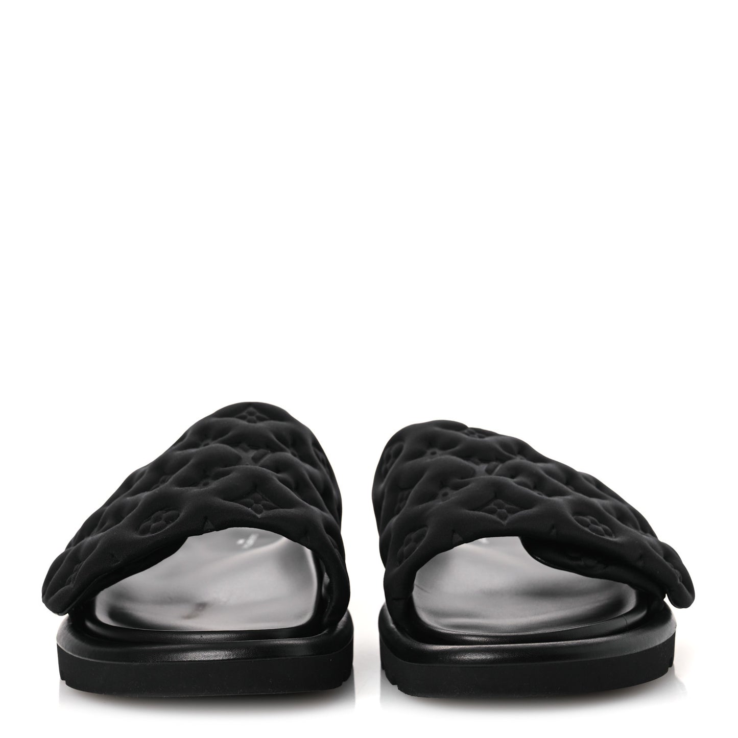 Technical Fabric Embossed Monogram Pool Pillow Comfort Mules 41 Black