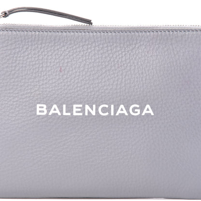 Balenciaga Calfskin Logo Medium Everyday Pouch Gris Perle Fonce White 8 of 9