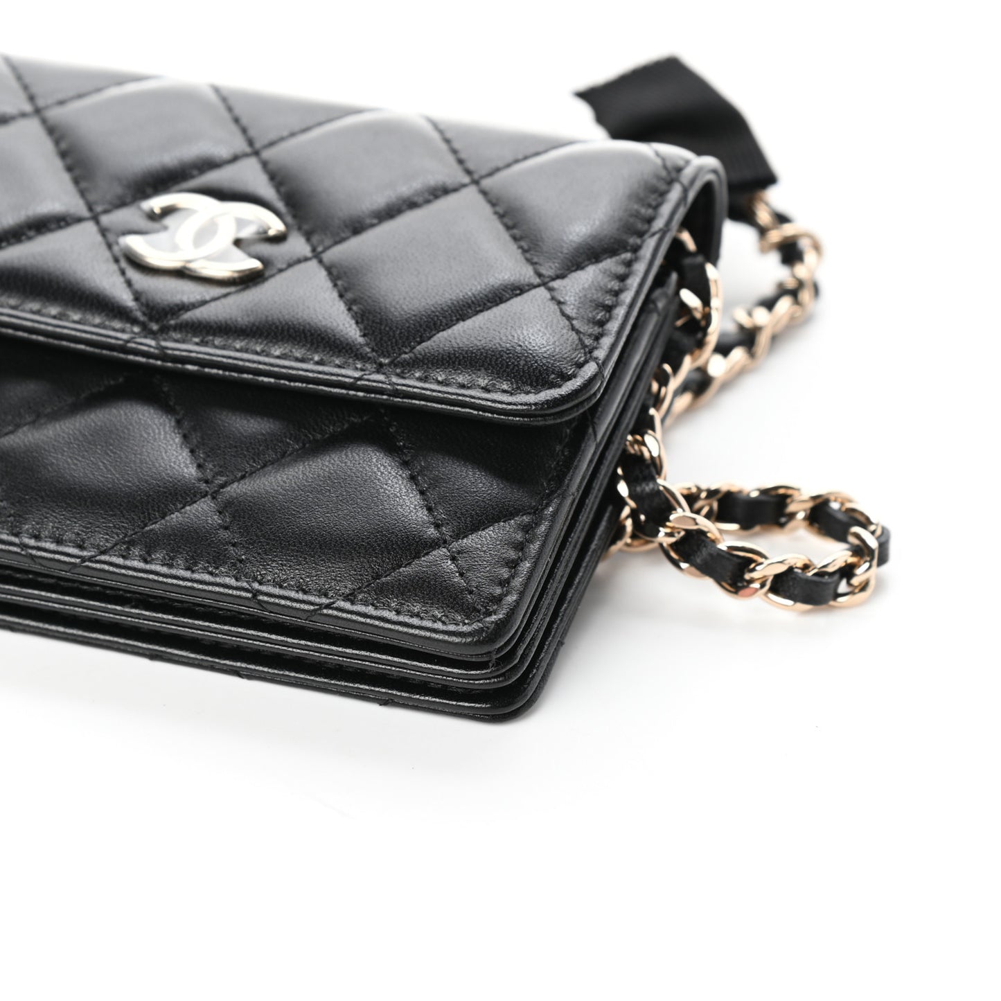 Lambskin Quilted My Chanel Lady Card Holder On Chain Black
