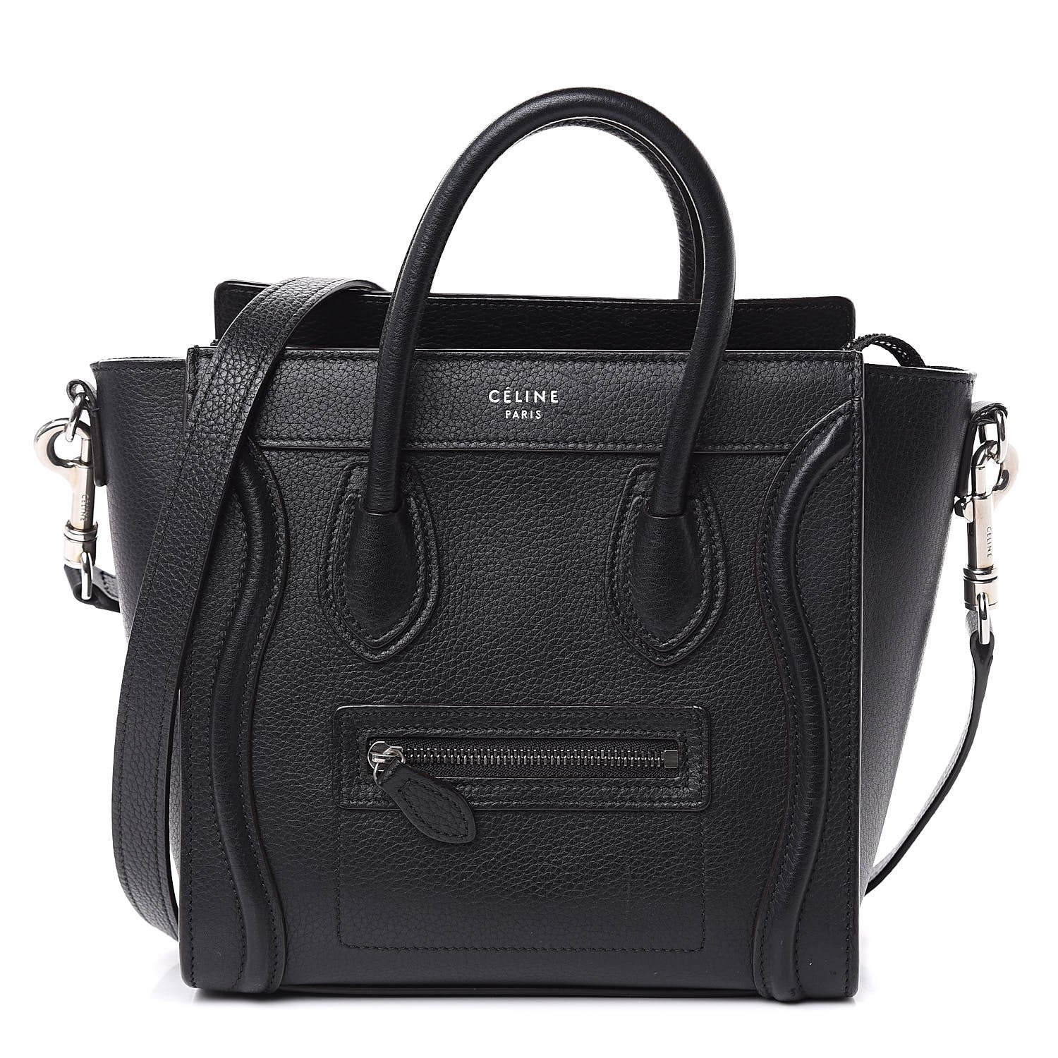 Celine Drummed Calfskin Nano Luggage Black 1 of 9