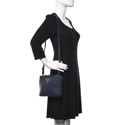 Prada Vitello Phenix Double Zip Crossbody Bag Baltico 2 of 9