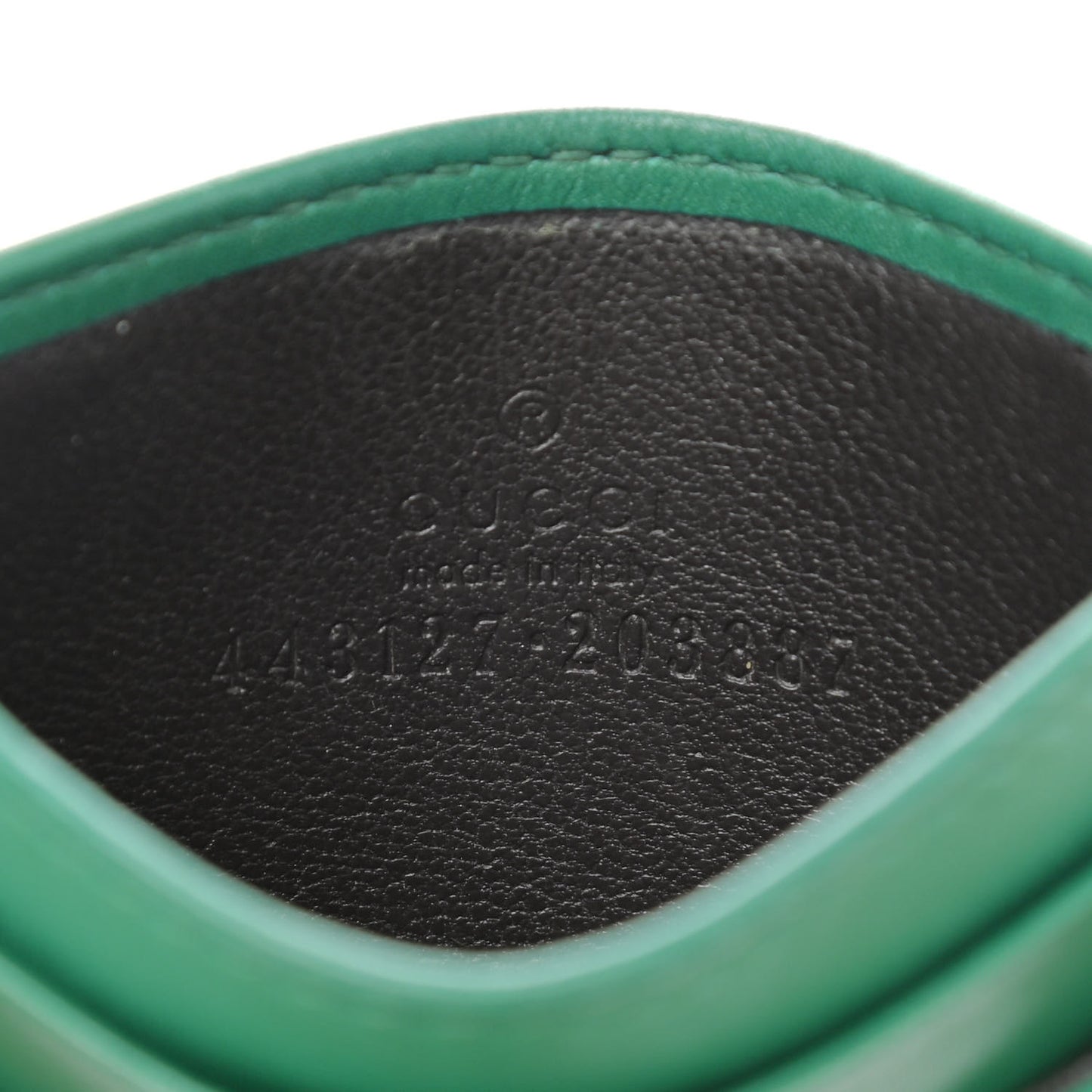 Calfskin Matelasse GG Marmont Card Holder Emerald Green