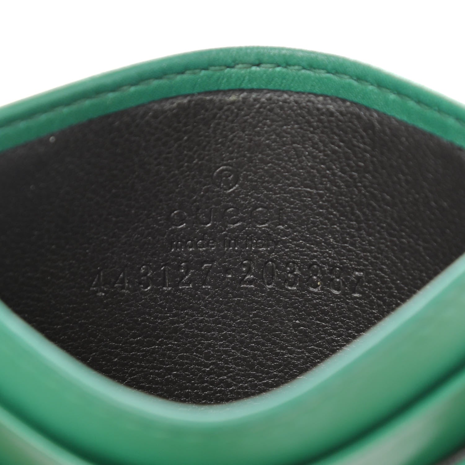 Gucci Calfskin Matelasse GG Marmont Card Holder Emerald Green 6 of 7
