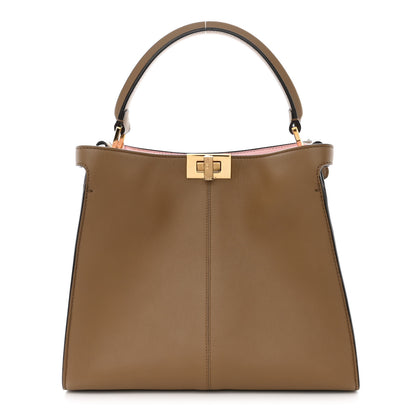 Fendi Vitello Seta Century Medium Peekaboo X-Lite Fango Mandorlo 1 of 10
