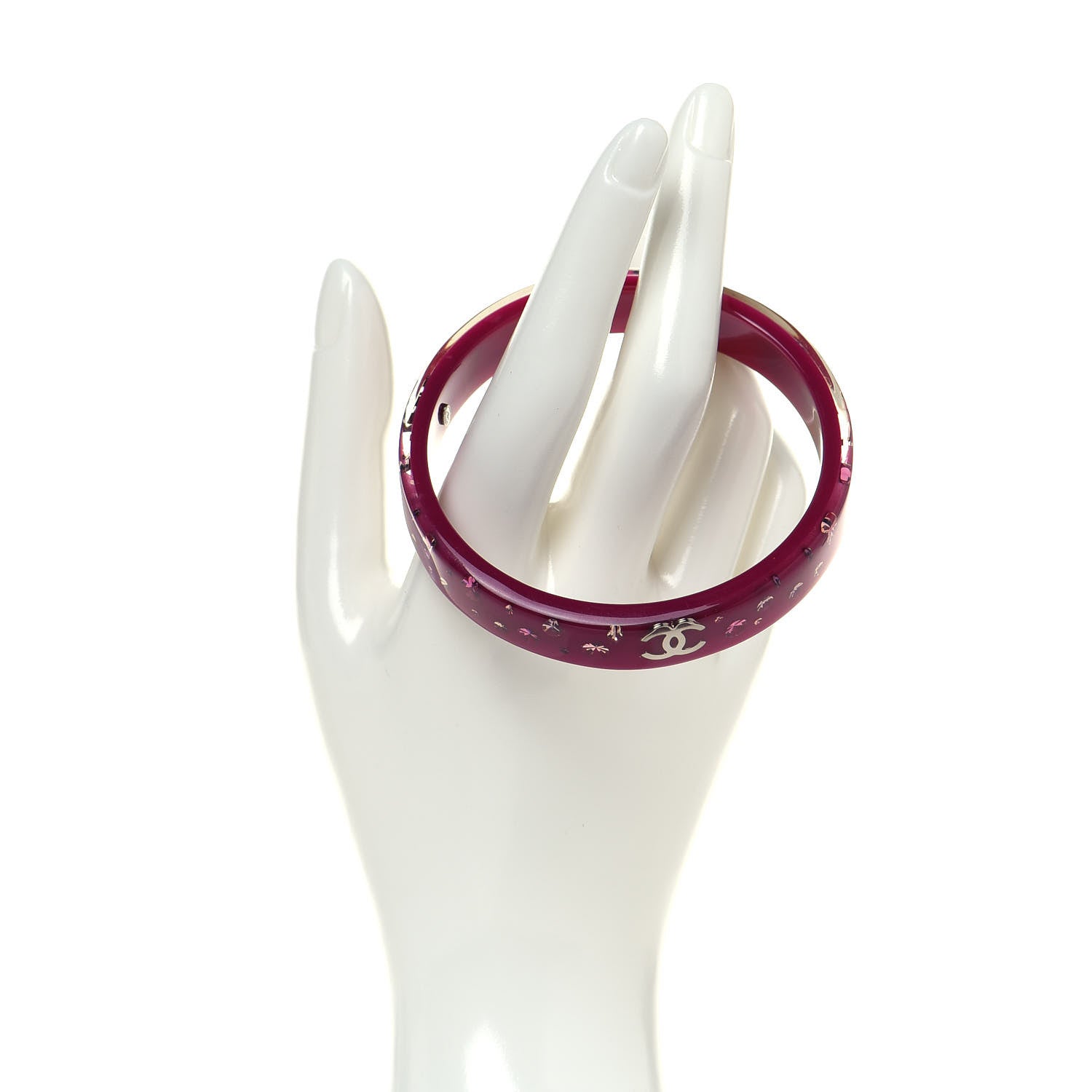 Chanel Resin Crystal CC Bangle Pink 2 of 4