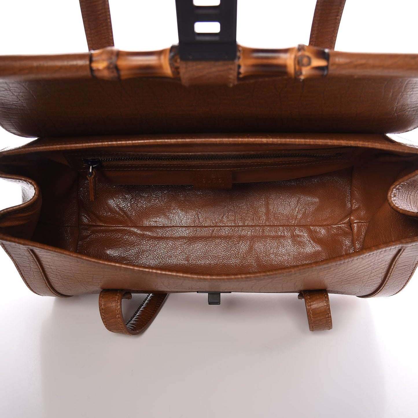 Calfskin Bamboo Bullet Satchel Brown