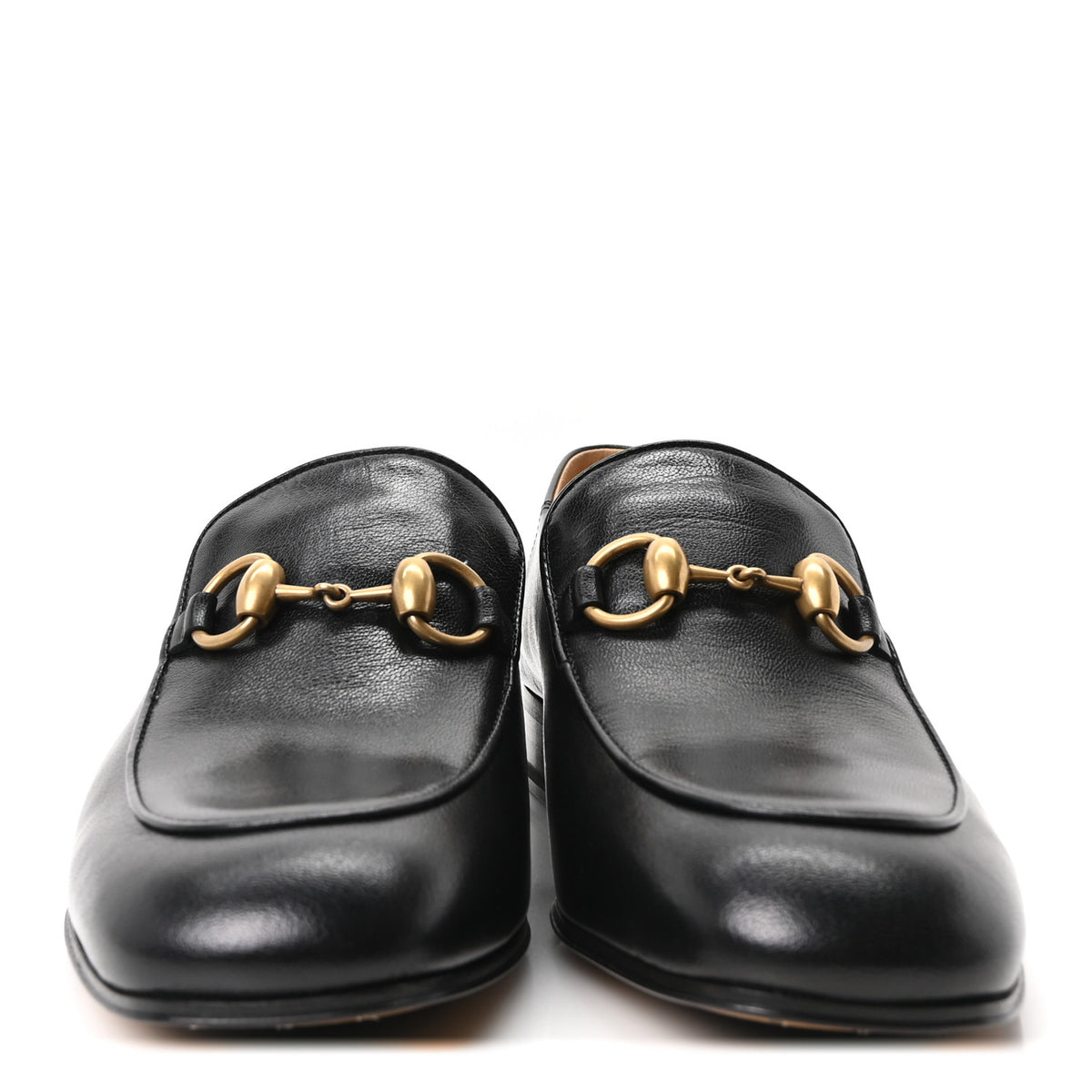 Gucci Goatskin Womens Horsebit Mid-Heel Loafers 37 Black 3 of 10