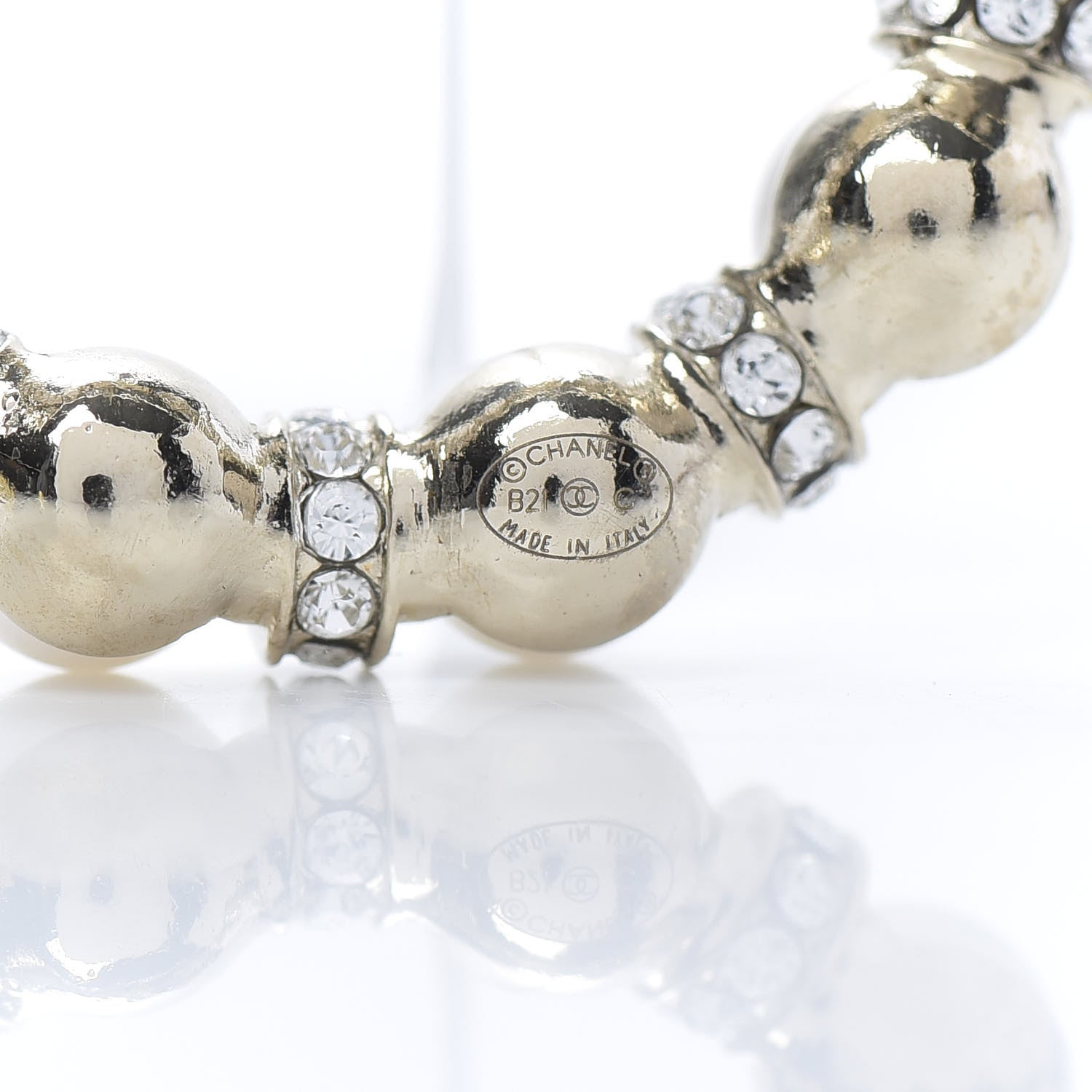 Chanel Pearl Crystal Nefertiti CC Drop Earrings Gold 4 of 5