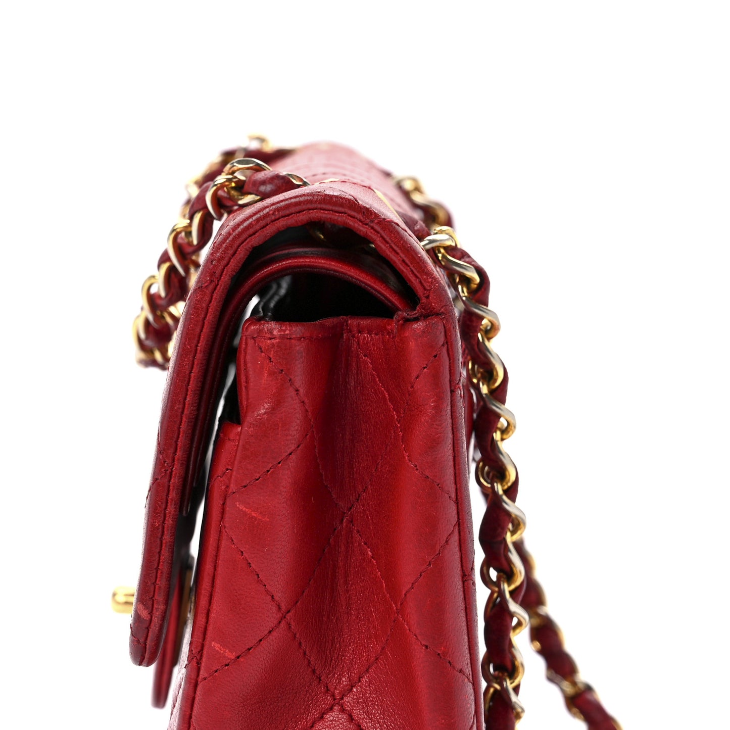 Lambskin Quilted Small Double Flap Red