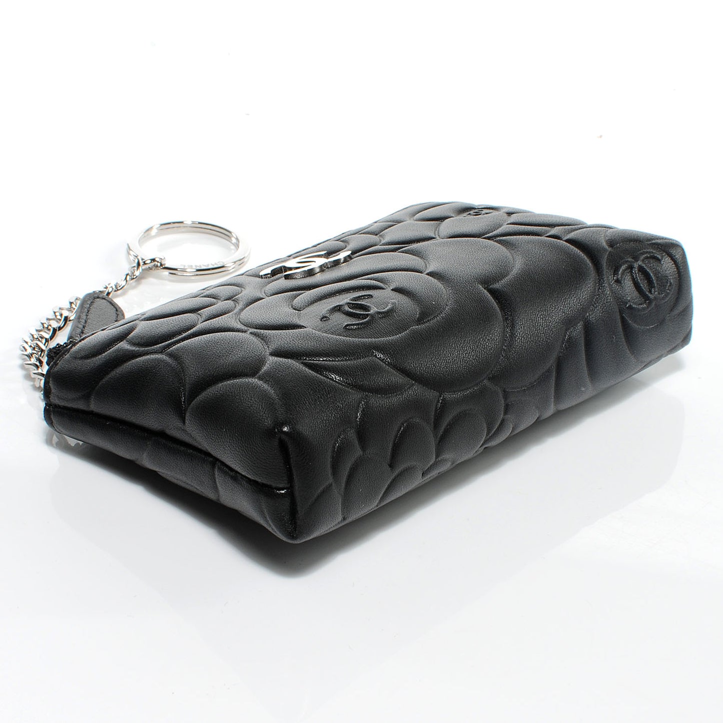 Lambskin Camellia Coin Purse Black
