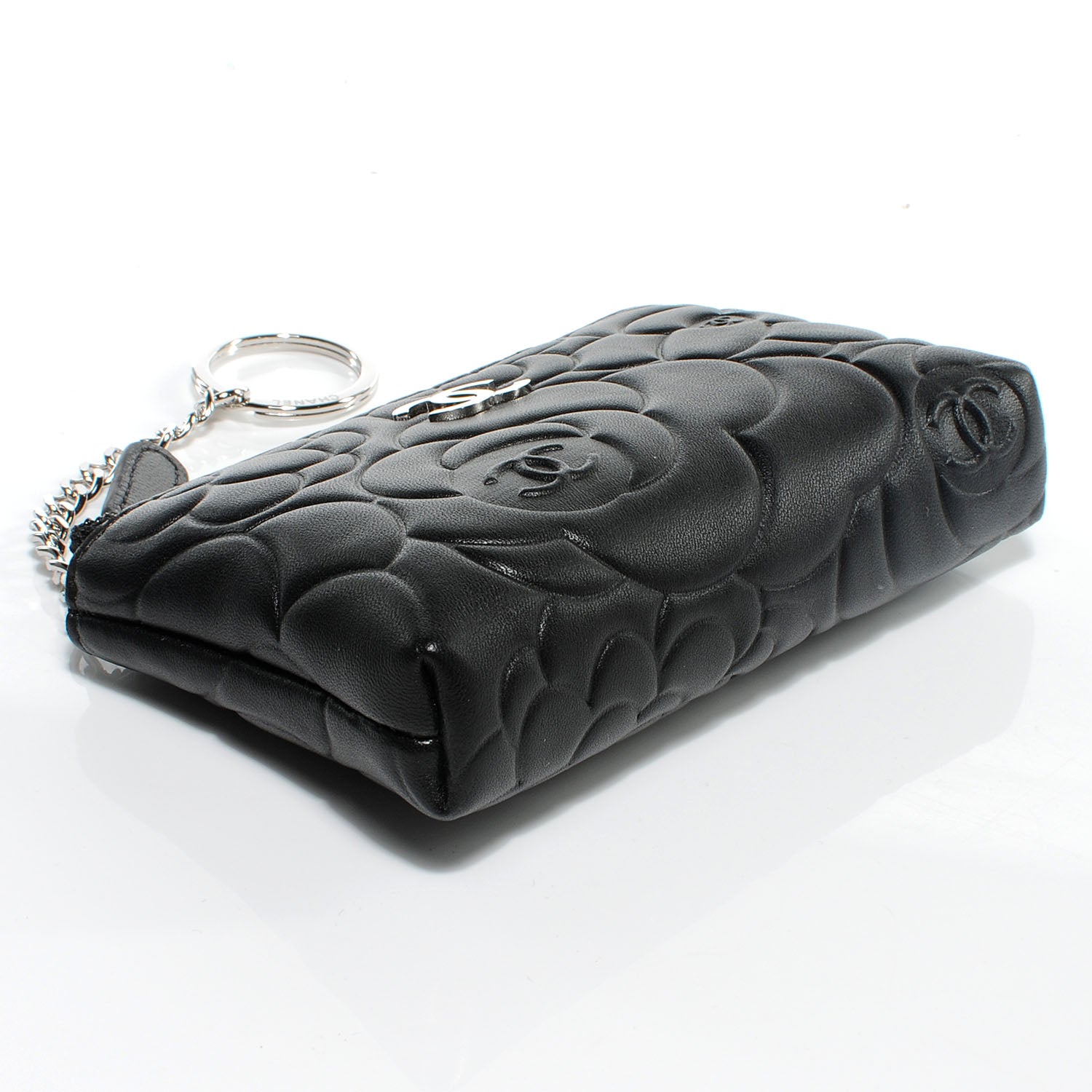 Chanel Lambskin Camellia Coin Purse Black 4 of 8