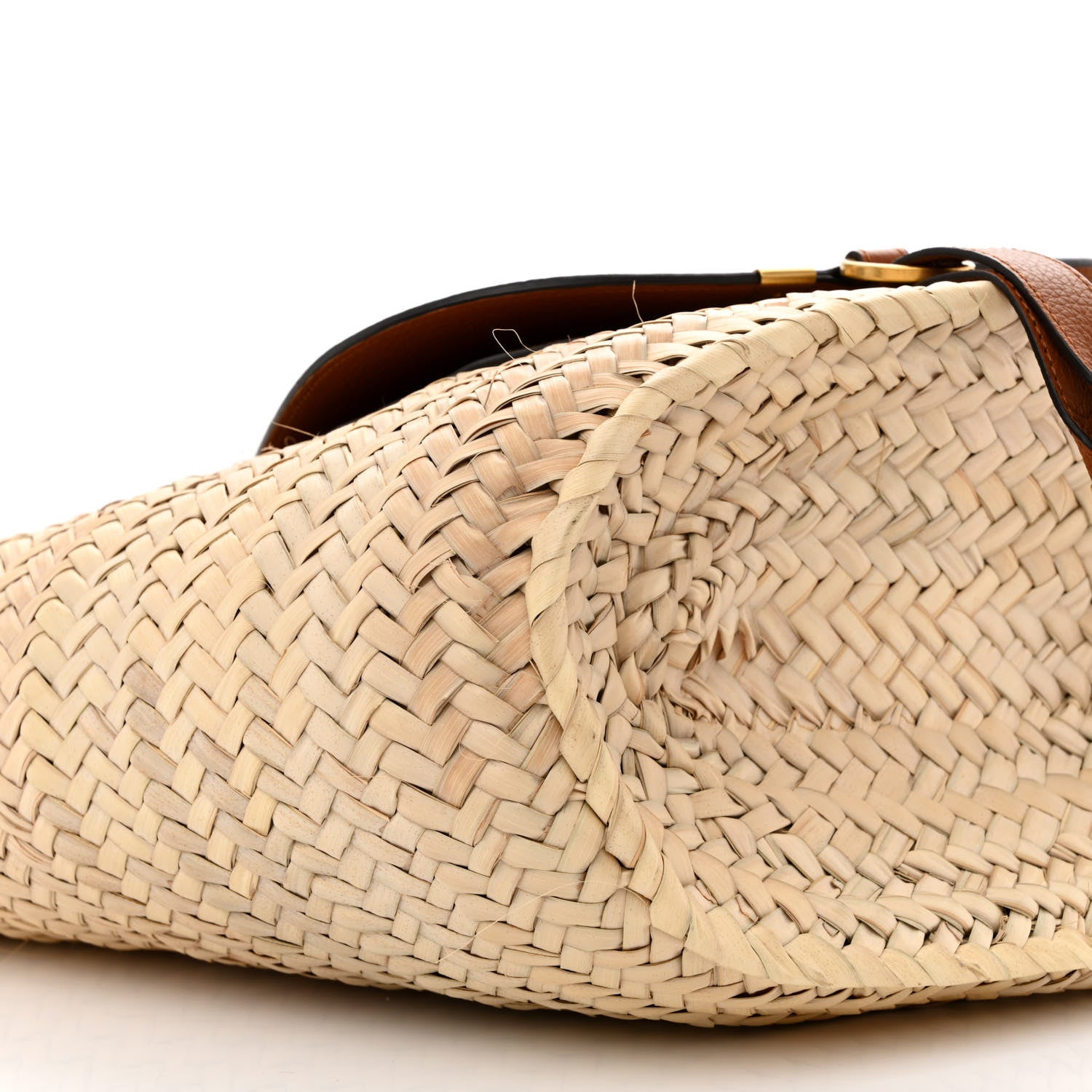 Chloe Raffia Small Grain Calfskin Medium Marcie Basket Tan 9 of 10