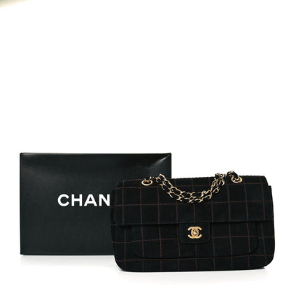 Chanel Suede Square Double Stitch Flap Black 7 of 7