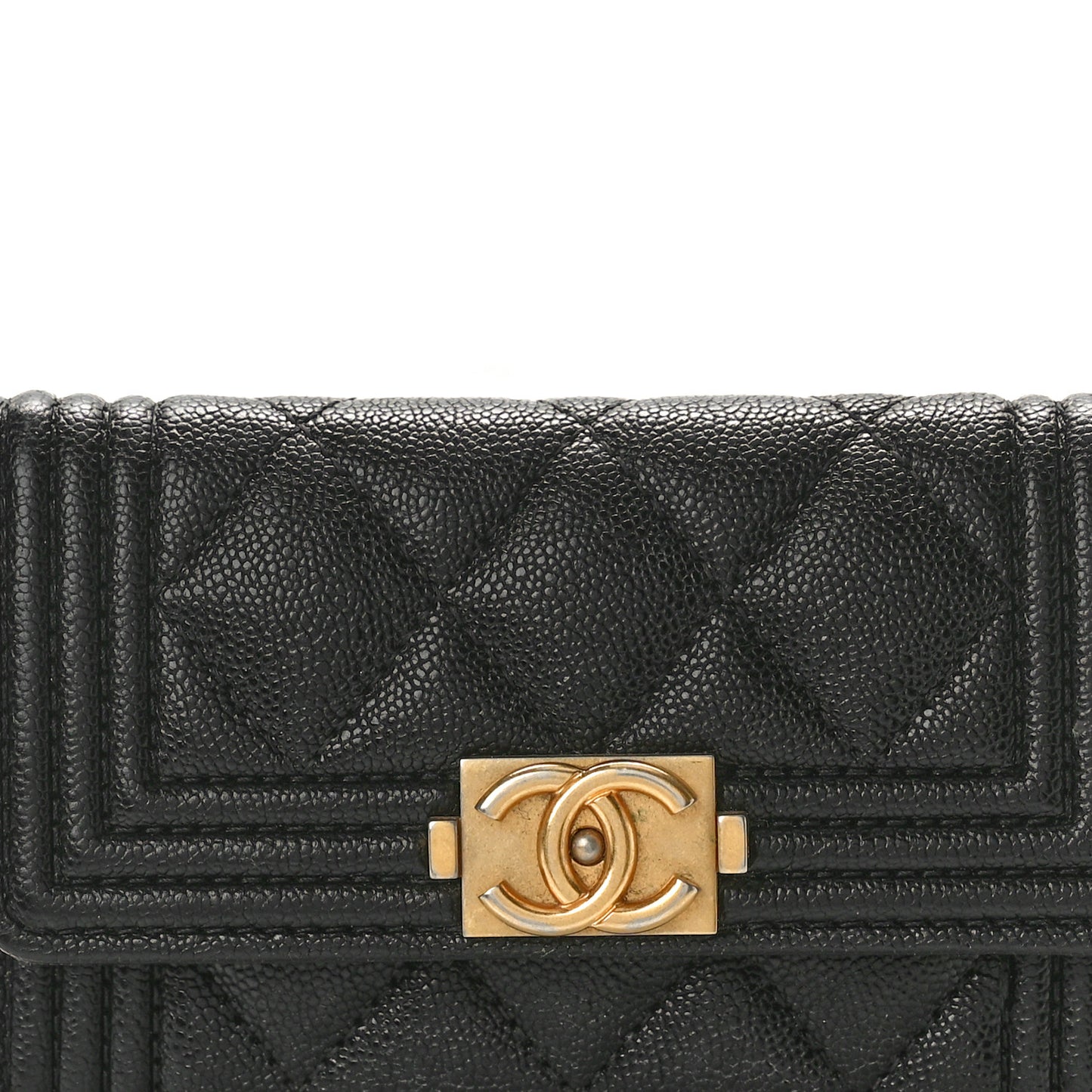 Caviar Quilted Boy Flap Card Holder Black