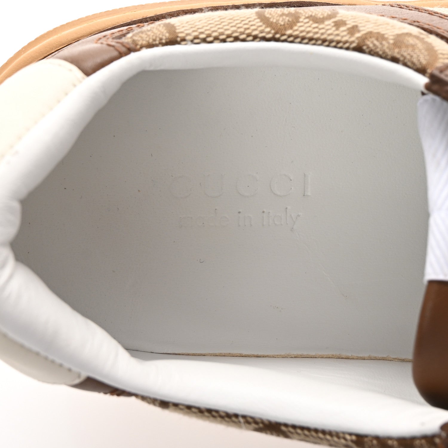 Gucci Calfskin GG Monogram Womens Platform 55mm Sneakers 38.5 Hezelnut Beige Ebony Mystic White 8 of 9