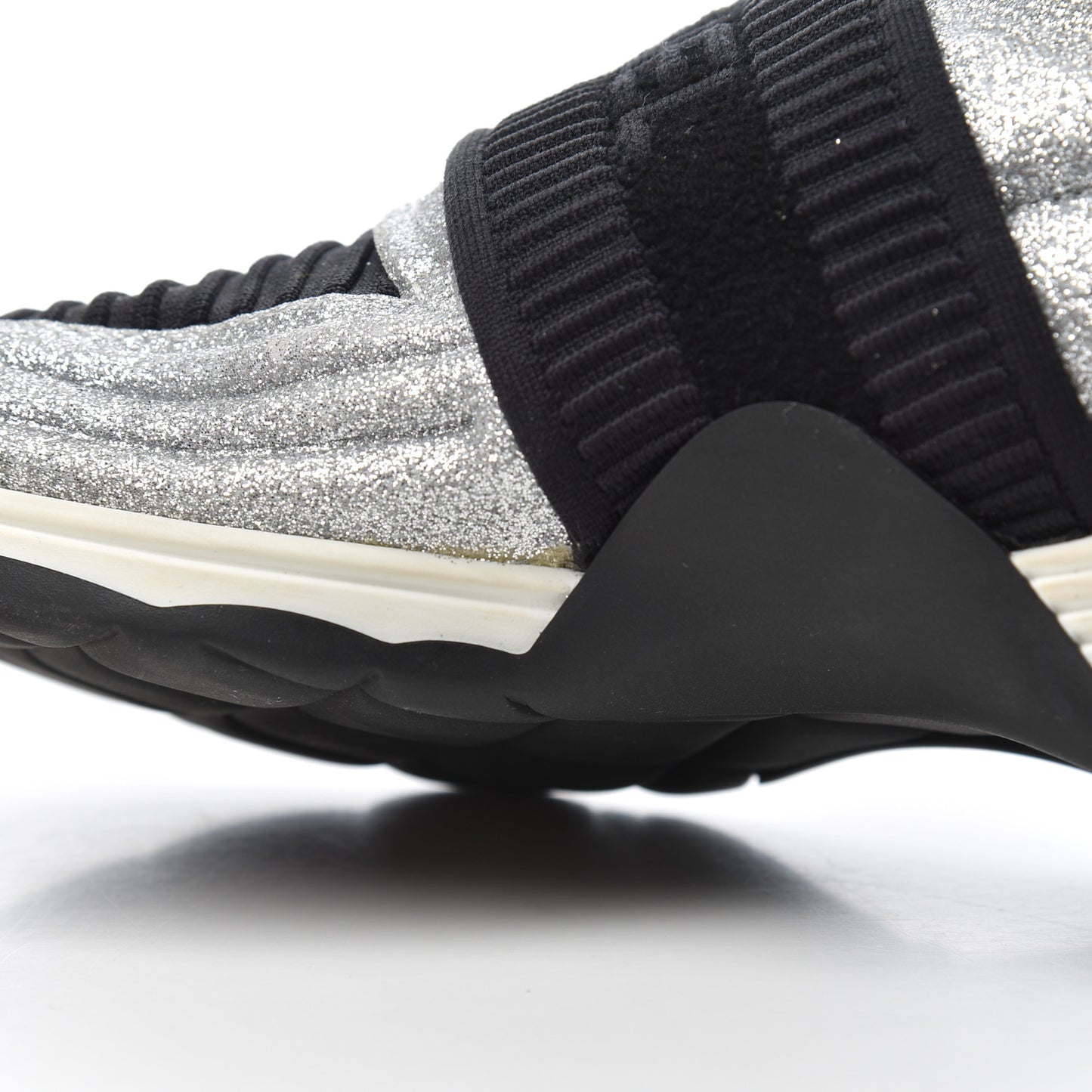 Glitter Stretch Fabric CC Sneakers 35 Black Silver