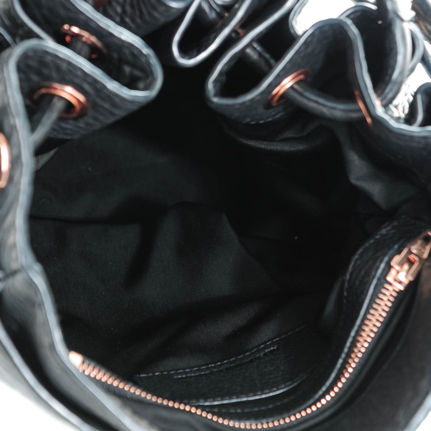 Pebbled Lambskin Diego Bucket Black Rose Gold Hardware