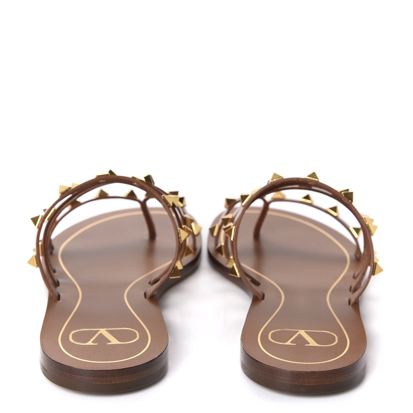 Calfskin Rockstud Flair Flat Thong Sandals 36 Selleria
