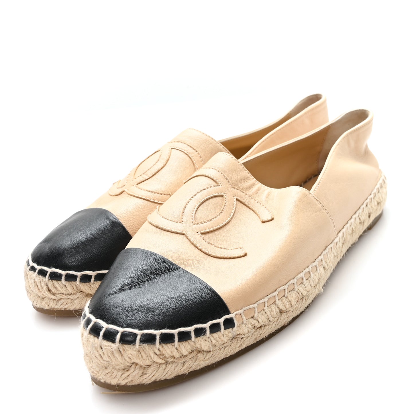 Lambskin CC Espadrilles 39 Beige Black