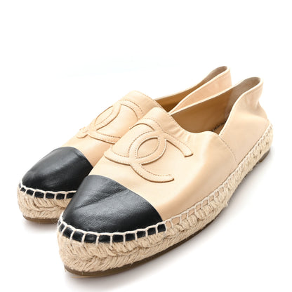 Chanel Lambskin CC Espadrilles 39 Beige Black 4 of 9