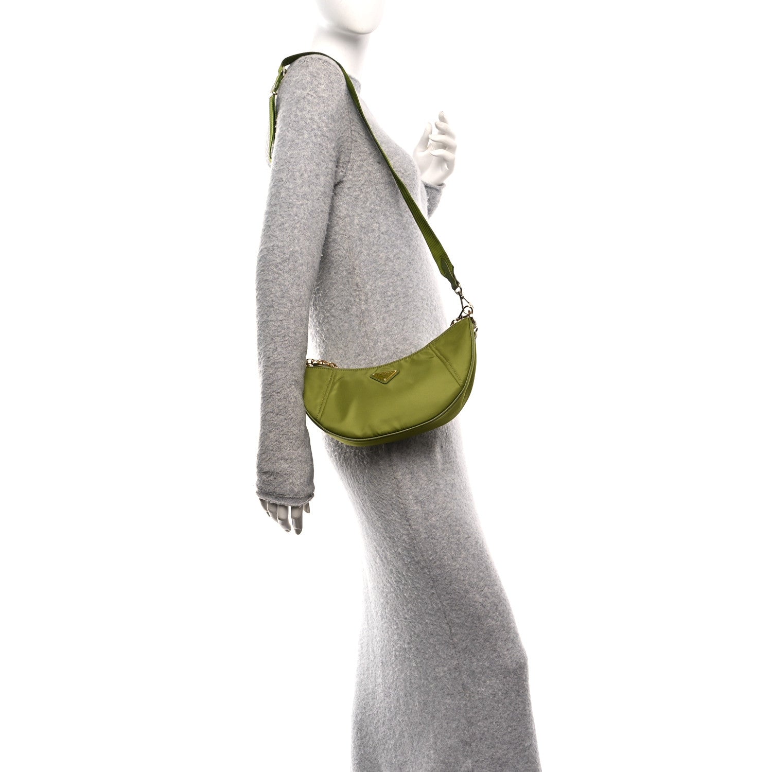 Prada Re-Nylon Saffiano Demi-lune Shoulder Bag Edera 3 of 19