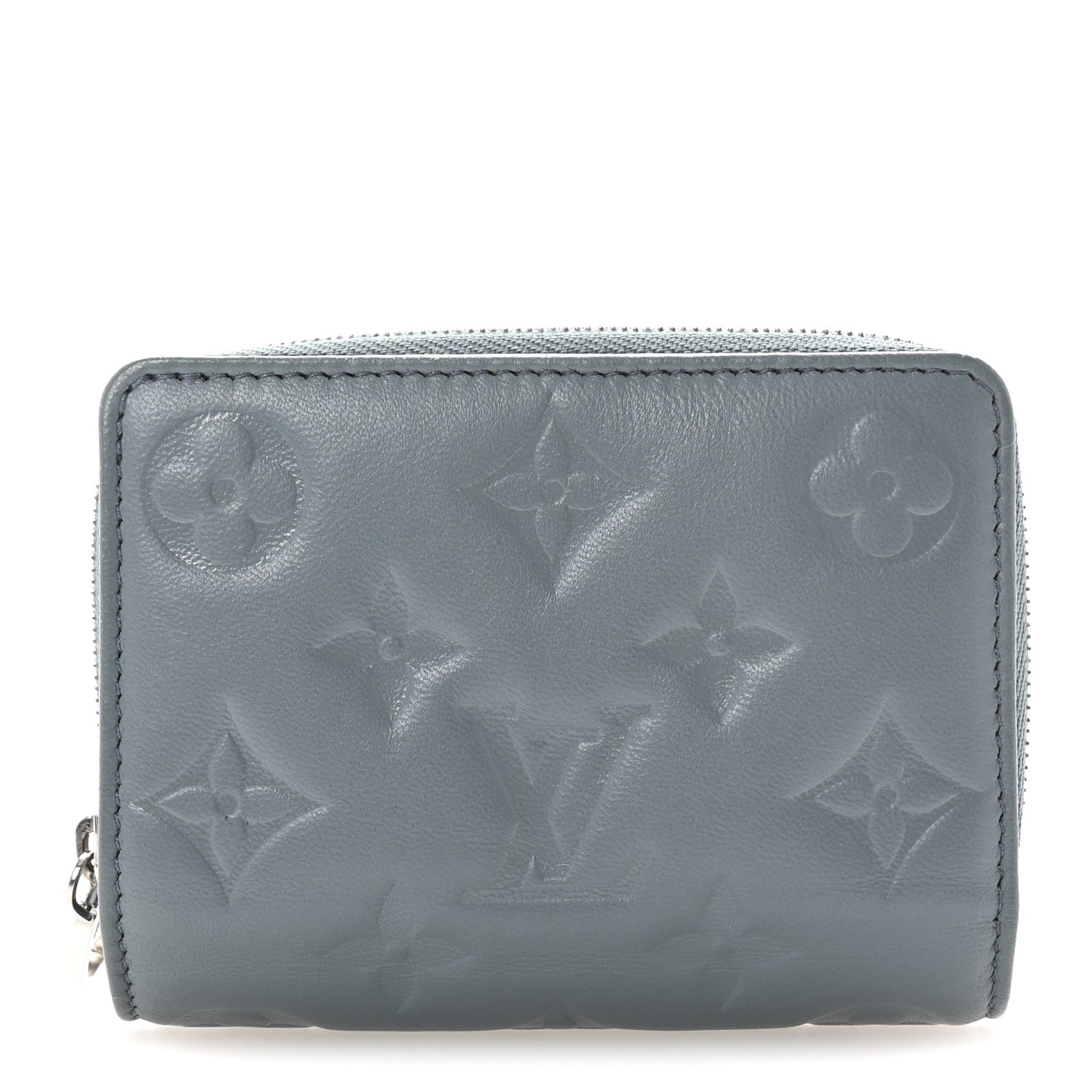 Lambskin Embossed Monogram Lou Coussin Wallet Blue Glacier