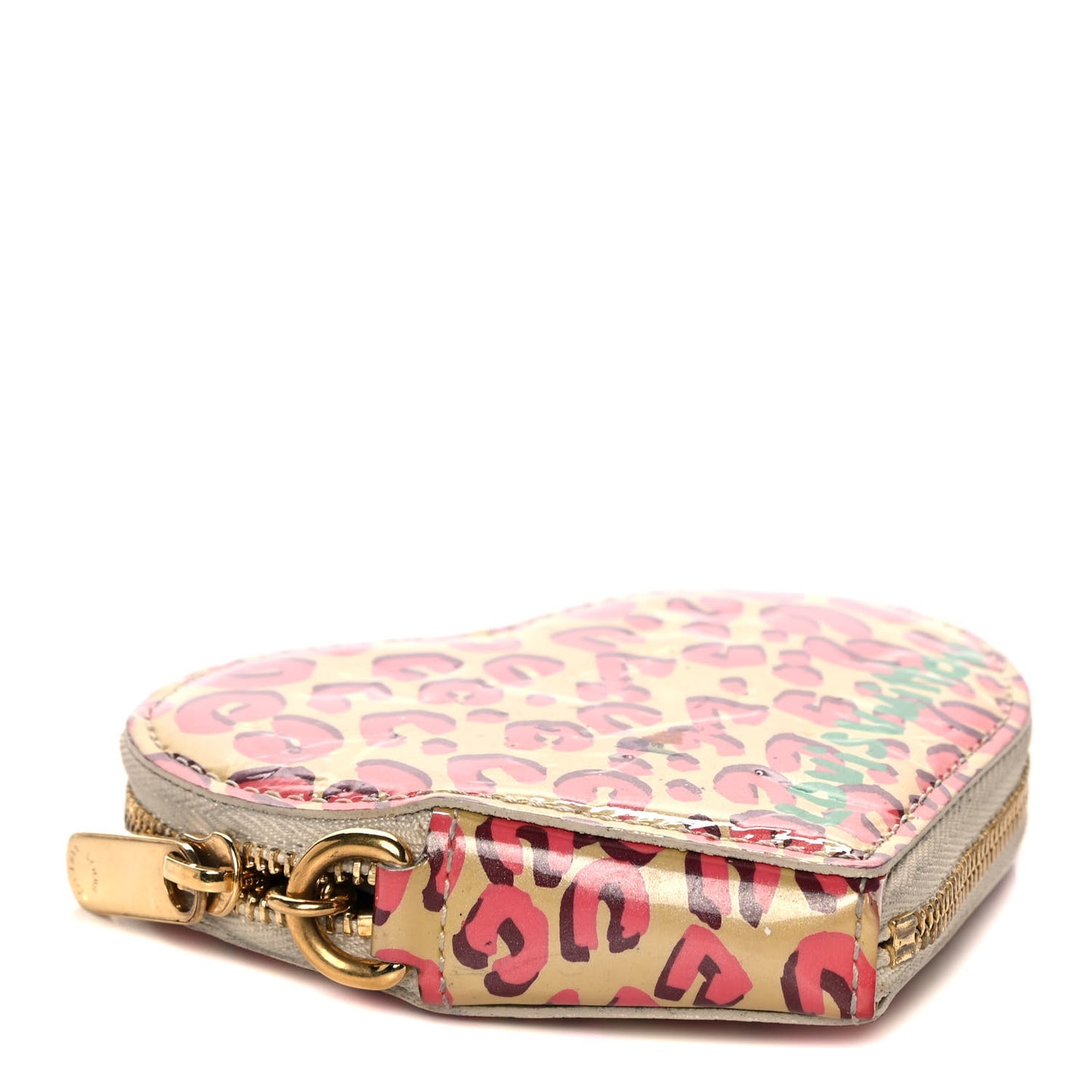 Vernis Leopard Coeur Heart Coin Purse Blanc Corail
