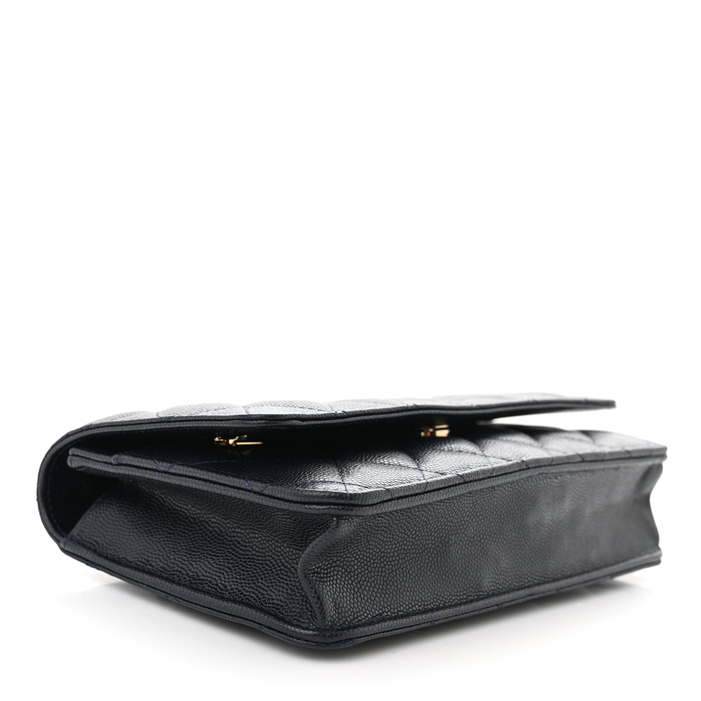 Caviar Quilted Wallet on Chain WOC Navy Blue