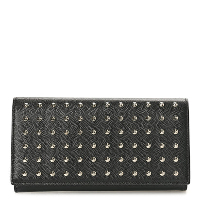 Saint Laurent Grain De Poudre Studded Classic Marquage Flap Wallet Black 1 of 8