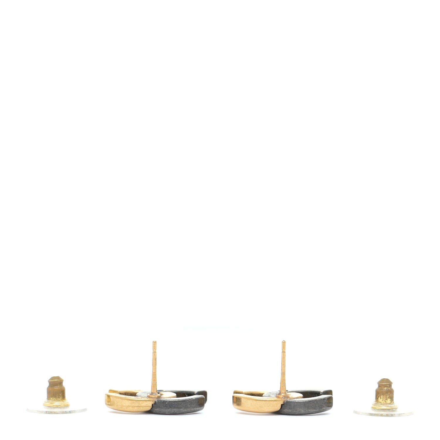 Chanel Metal CC Earrings Gold Ruthenium 3 of 5