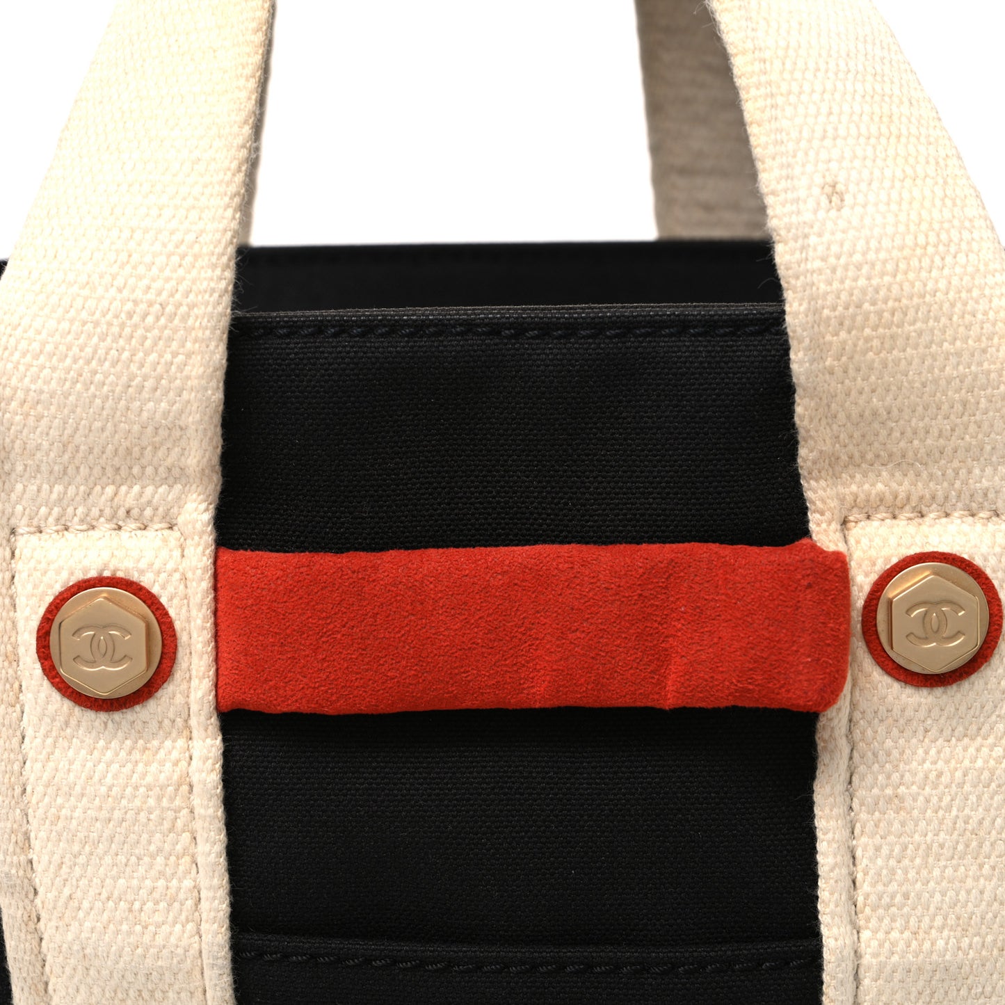 Canvas Bucket Bag White Black Orange