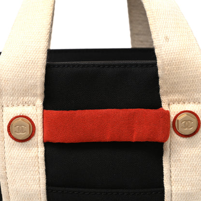 Chanel Canvas Bucket Bag White Black Orange 8 of 10