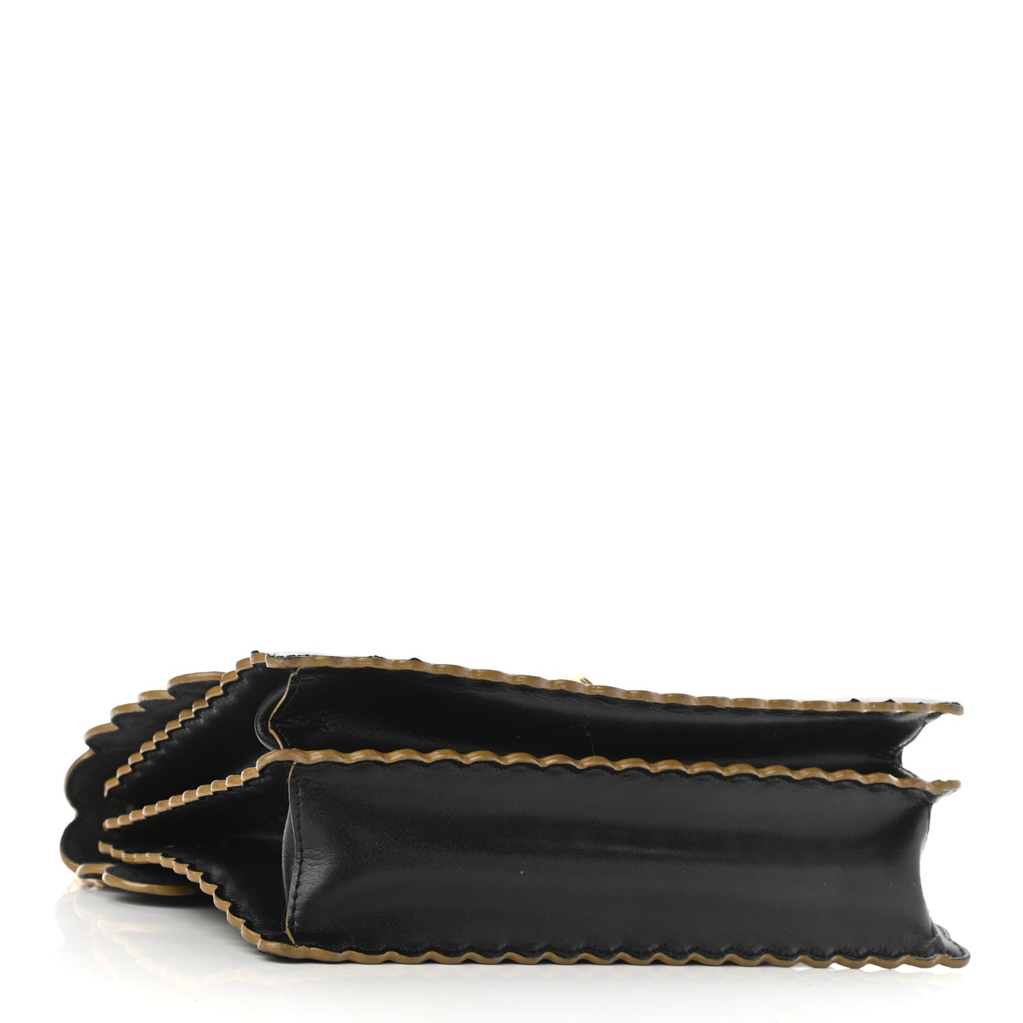 Vitello Liberty Scalloped Studded Kan I Shoulder Bag Black