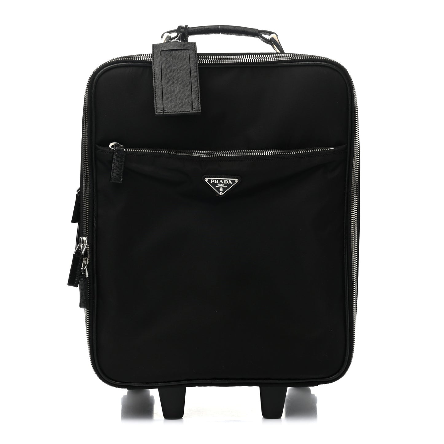 Tessuto Nylon Saffiano Trolley Luggage Black