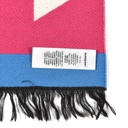 Burberry Cashmere Wool Bi-Color Amu Logo Fringe Scarf Caper Green Multicolor 4 of 5