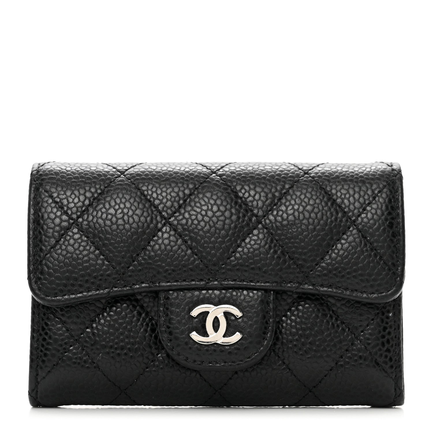 Chanel Caviar Quilted Flap Card Holder Wallet Black 1 of 9