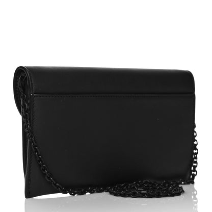 Christian Dior Ultra Matte Calfskin Saddle Chain Wallet Pouch Black 3 of 7
