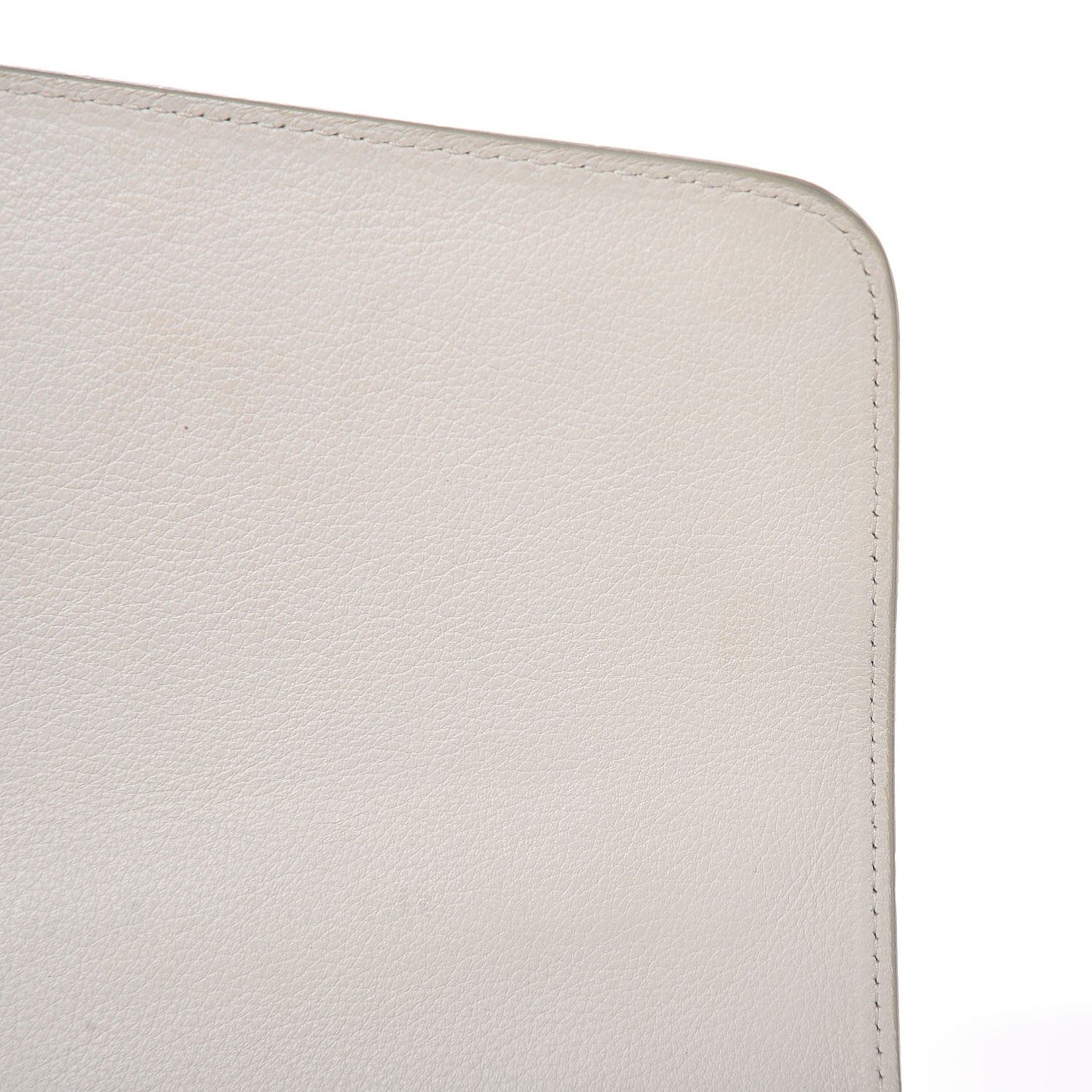 Grained Calfskin Top Handle Flap White