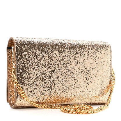 Saint Laurent Glitter Galactica Monogram Chain Wallet Platino 2 of 8