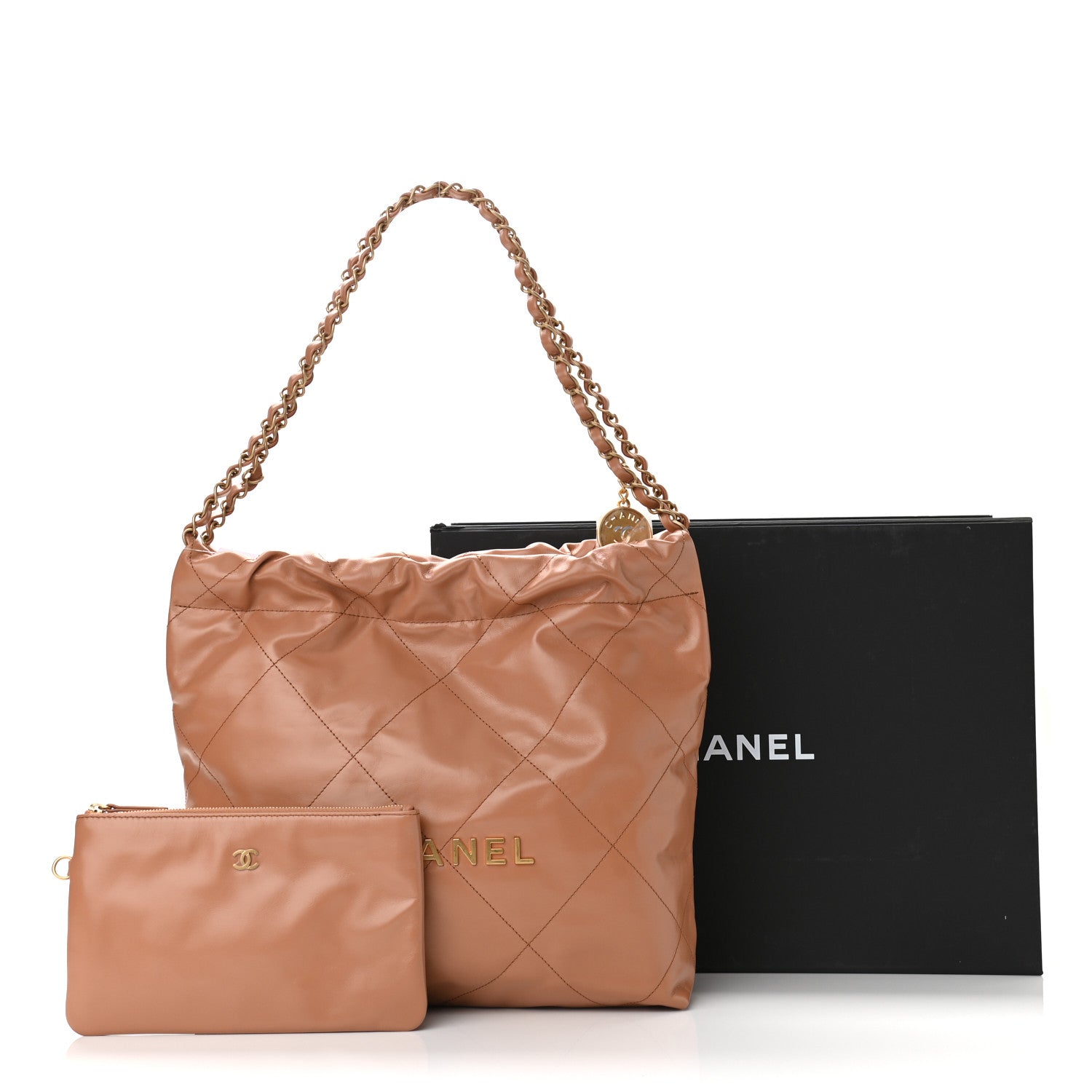 Chanel Shiny Calfskin Quilted Small Chanel 22 Camel 12 of 12