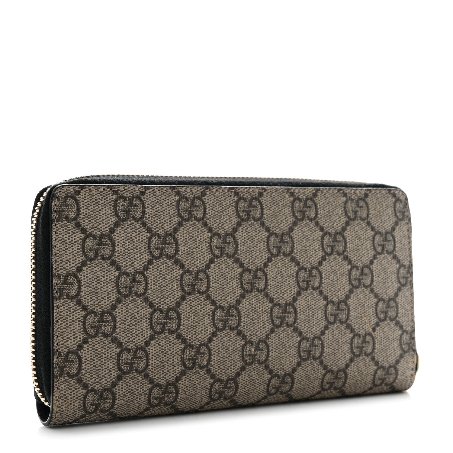 Gucci GG Supreme Monogram Cuoio Toscano Zip Around Wallet Beige Ebony Cuir 3 of 9